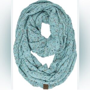 Blue Confetti Knit Infinity Scarf
